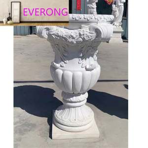 Ventes en gros de jardinières en marbre blanc d'extérieur, pots à fleurs romains - Product Image 1