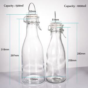Vente chaude <span class=keywords><strong>1L</strong></span> 33oz bouteille en verre de lait frais vintage avec bouchon d'étanchéité supérieur à clip pour le ménage - Product Image 4