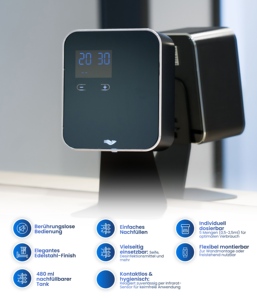 Distributeur de savon liquide automatique sans contact 480 ml en alliage d'aluminium rechargeable avec affichage LCD de la température, design moderne pour cuisine et salle de bain - Product Image 6