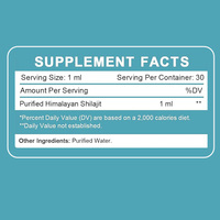 Gouttes liquides de Shilajit pur de l'Himalaya avec plus de 85 oligo-éléments et acide fulvique, usage adulte, 30 ml pour l'énergie et le soutien immunitaire
