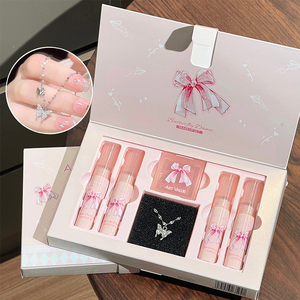 Mignon papillon brillant à lèvres & Blush ensemble Vetvet finition mate léger non collant rose cosmétique ensemble boîte-cadeau avec collier - Product Image 2