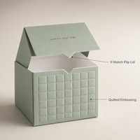 Minimalistische Matte Salbeigrüne Gesteppte Starre Geschenkbox mit Individueller Bedruckung für Tee, Lebensmittel, Würfel-Faltkartons, Hochwertige Luxusverpackung