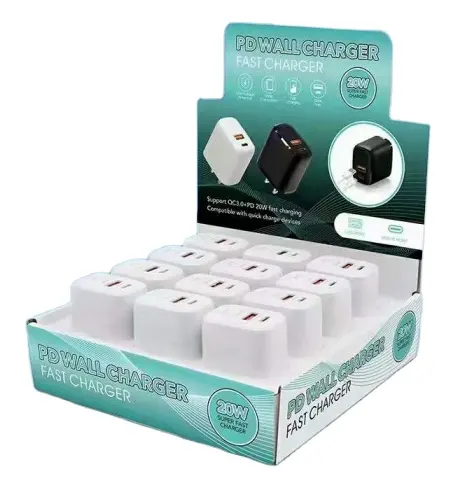 Adaptor daya 15 Pro Max, pengisi daya dinding 20W USB C tampilan 12 buah untuk blok pengisian cepat PD