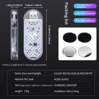 Lampe de lecture USB sans fil pour décoration intérieure de voiture Lampe stroboscopique d'ambiance LED rouge et bleue pour accessoires de voiture