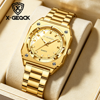 Nuevo Reloj de Lujo Dorado para Mujer, Resistente al Agua, con Luz Nocturna, Reloj de Cuarzo de Acero Inoxidable para Mujer, Resistente al Agua