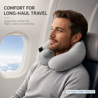 Coussin gonflable de soutien cervical pour les vacances, conception brevetée en forme de U, housse ventilée et rafraîchissante, pochette de voyage pliable
