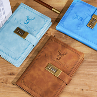 Carnet de Notes à Verrouillage par Mot de Passe avec Logo Personnalisé, Journal Intime Verrouillable Numérique A5 en Cuir PU à Couverture Rigide