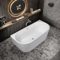 Baignoire ovale autoportante de luxe moderne en acrylique MW-817, design écologique, fonction de trempage, combo massage et drain, pour villas