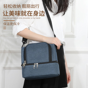 Insulated Lunch Bag Portable Insulated Cooler Bag With Shoulder Strap For Outdoor Use Gray Navy Blue Black Red Pink - Product Image 4