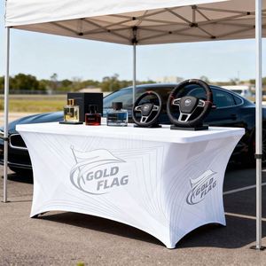 Fundas de Mesa Ajustables de 6 pies, Estilo Tradicional, Material Spandex, Impresión Personalizada, Tela Gruesa y Resistente para Eventos y Promociones - Product Image 2