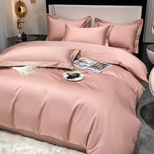 Ensemble de housse de couette à rayures satinées couleur bonbon ensemble de literie solide et léger ensemble de couvre-lit de luxe ensemble lavage en <span class=keywords><strong>machine</strong></span> à froid avancé - Product Image 4