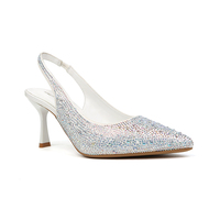 Haute qualité oem odm nouveau luxe strass Slingbacks conception bout pointu robe Stiletto mince talons hauts dames chaussures pompes pour femmes