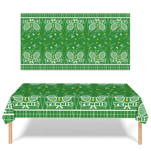 Ensemble de vaisselle jetable en plastique imperméable sur le thème du court de <span class=keywords><strong>tennis</strong></span> pour événements sportifs, comprenant assiettes et serviettes, 137x274cm, pour fête - Product Image 3