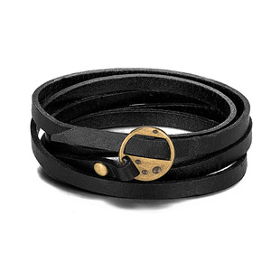 Hand-woven Leather Magnetic Snap Stainless Steel Cross Shelf Bracelet <b>Men</b> Multi-layer Leather Cord Bracelet More Than Ornament - Product Image 5