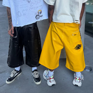 <span class=keywords><strong>Pantaloncini</strong></span> da Uomo in <span class=keywords><strong>Pelle</strong></span> PU di Lusso con Stampa Personalizzata Streetwear, Doppio Strato, Stile Vintage Carpenter - Product Image 1