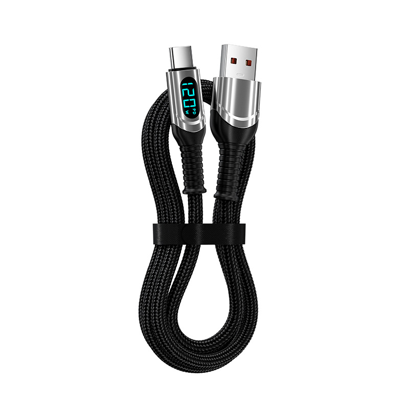 PD 120 Вт Быстрая зарядка USB Type-C штекер-Мужской кабель со светодиодным дисплеем ПВХ Куртка и Экранирование оплетка для использования в компьютере кабель для передачи данных