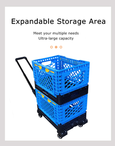 Plastic Supermarkt Winkelmand <span class=keywords><strong>Trolley</strong></span> Met Wielen Groothandel Op Maat Opvouwbare Opvouwbare Aangepaste Logo Tianyu 40Kg - Product Image 5