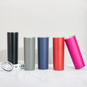 20oz thép không gỉ thẳng Skinny Tumbler Mugs cách điện mỏng mỏng du lịch cup thăng hoa khoảng trống Tumbler với nắp và rơm - Product Image 2