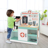Juego de Centro Médico de Juguete Pequeño Doctor Caja Médica Escena de Juego de Rol Juguete Simulado de Madera Juguete Grande para Niños