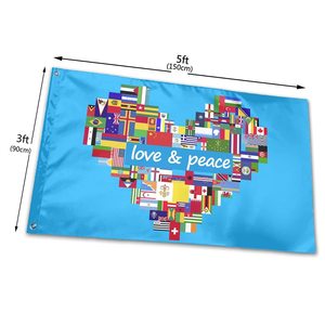 Bandera de la paz mundial para el hogar, patio, jardín, césped, decoración al aire libre, colorido, amor, 3x5 pies, poliéster de alta calidad - Product Image 3