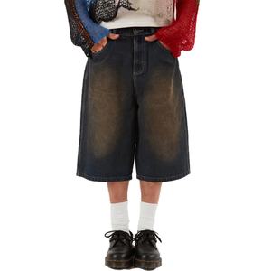 Pantalones Cortos de Mezclilla Personalizados Estilo Vintage, Lavado Oscuro, para Hombre, Holgados, Estilo Urbano, Jorts - Product Image 4