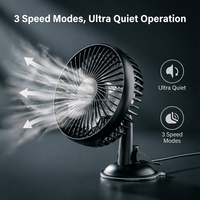 Ventilateur à ventouse ABS 6 pouces pour véhicule, USB 5V 5W, câble de 150 cm, interrupteur 3 vitesses pour camions/SUVs/camping-cars/fourgons – Soulagement de la chaleur estivale