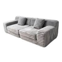 Canapé scolaire modulaire minimaliste en velours côtelé beige, en mousse haute densité, livré en boîte, sans assemblage requis, scellé sous vide