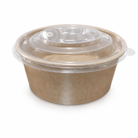 Fabriekslevering Gratis Monster Wegwerp Kraft Papier Saladekom 500ml~1450ml Ronde Kom Voedselverpakkingscontainer voor Lunchen