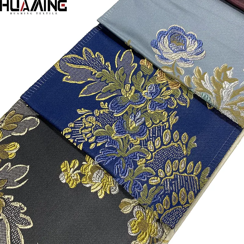 नकली सिल्क ब्रोकेड बेर का खिलना बांस का पत्ता डिजाइन पुष्प पॉलिएस्टर तकिया पर्दा टेबल कपड़ा चीनी Jacquard कपड़े