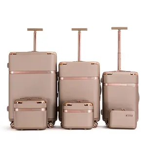 Wenzhou fabrika toptan ABS 6 adet seyahat bagaj seti ve 4 makyaj çantaları kadınlar için arabası bavul valiz koffer erkek