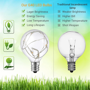 Bán buôn dây màu đen EU chúng tôi cắm E12 toàn cầu ngoài trời Vòng Hoa <span class=keywords><strong>LED</strong></span> đồng bóng trang trí đám cưới G40 Patio chuỗi đèn - Product Image 4