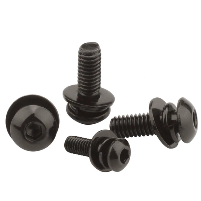 Carbon Steel Black Round Head Internal Hexagon Combination Screws With Flat Washer