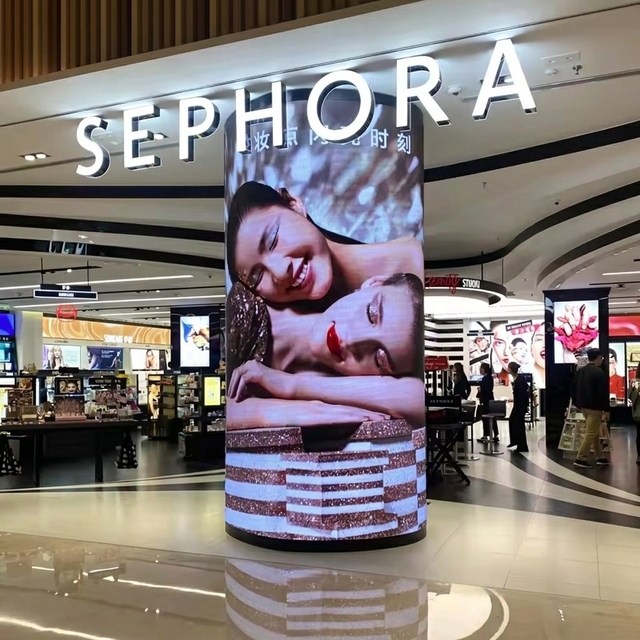 Led Cylindrical Display Indoor Led Flexible Screen P3.076 Full Color Pixel Screen for 360 Angle Viewing Angle Soft and Flexible
