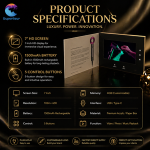 Brochure <span class=keywords><strong>Video</strong></span> Digitale Aziendale di Lusso con Logo Personalizzato, Schermo IPS HD da 7 Pollici, Formato A5, Arte Popolare, Certificato CE - Product Image 2