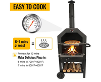 Four à pizza extérieur NL-2025, barbecue au charbon de bois, portable, en métal noir, petit four à pizza à flamme de bois, gril extérieur