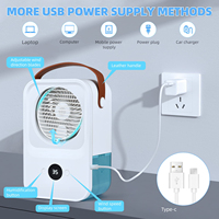 Petit climatiseur évaporatif portable rechargeable par USB en plastique pour bureau Ventilateur d'air frais Affichage numérique Brume d'eau glacée Voiture Extérieur