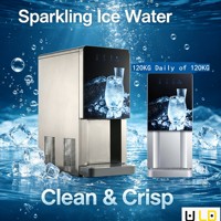 Machine à glace et à eau 2-en-1 en acier inoxydable avec finition métallique brossée de qualité alimentaire pour comptoir de magasin de proximité