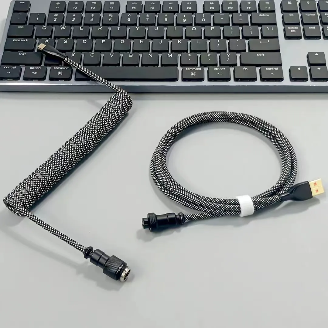 Yeni özel Aviator sarmal USB kablosu tip C oyuncular için ayrılabilir mekanik oyun klavye kablosu
