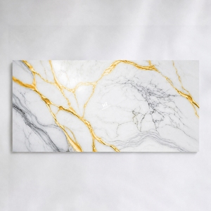Grandi <span class=keywords><strong>Piastrelle</strong></span> in Gres Porcellanato Bianco con Venature Metalliche Dorate Lucide 1.20x0.60 600 1200mm per Pavimenti 60x120 24x48 - Product Image 3