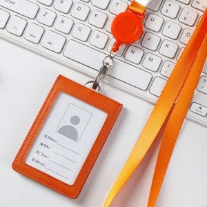 Porte-cartes d'identité en PU avec fermeture auto-agrippante, multi-emplacements pour badges d'employé, cartes de repas et clip de lanière – Vente en gros - Product Image 2