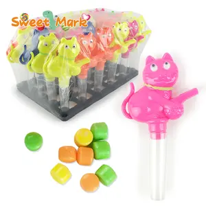 All'ingrosso OEM candy toys cute cat shape toy whistle toy candy kids sweets
