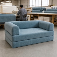 Canapé-lit modulaire de luxe moderne en tissu avec rembourrage en éponge, dossier carré sans accoudoirs, coussin réglable et pliable pour salon