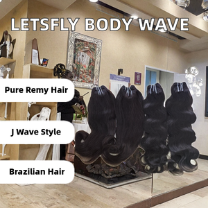 Letsfly Extensiones de Cabello Ondulado de Venta Caliente 9A Remy, Tejido de Cabello Rizado J Ondulado Brasileño Humano Virgen, Doble Trama a Máquina, Más Oscuro - Product Image 2