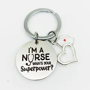 创意袋悬挂装饰促销护士节礼物我是护士。你的超能力是什么？钥匙扣钥匙扣