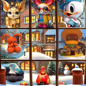 Adhesivos Estáticos Navideños para Ventanas con Diseño de Santa Claus, Muñeco de Nieve y Reno - Product Image 3