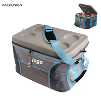 Grande glacière pliable isotherme polyvalente avec inserts rigides et 4 porte-gobelets