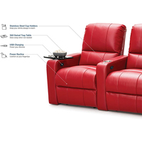Canapé de cinéma inclinable rouge 3 places de haute qualité avec porte-gobelet Table basse Canape De Luxe VIP Room Luxury Set