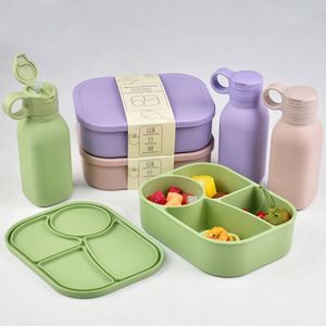 Ideas de Productos Nuevos 2025, Lonchera de Silicona Personalizada, Apta para Microondas, Hermética, Libre de BPA, para Niños y Adultos, con Compartimentos para Agua - Product Image 5