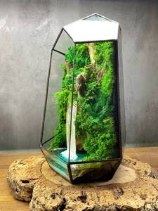 カントリースタイルの禅ガーデンテラリウムキット幾何学的な滝の保存されたモスアートプラントギフト用の植物繊維から作られた植物 - Product Image 4