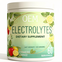 Poudre d'électrolytes naturels Premium pour adultes, saveur fraise, 123g, hydratation quotidienne et post-entraînement, personnalisable OEM